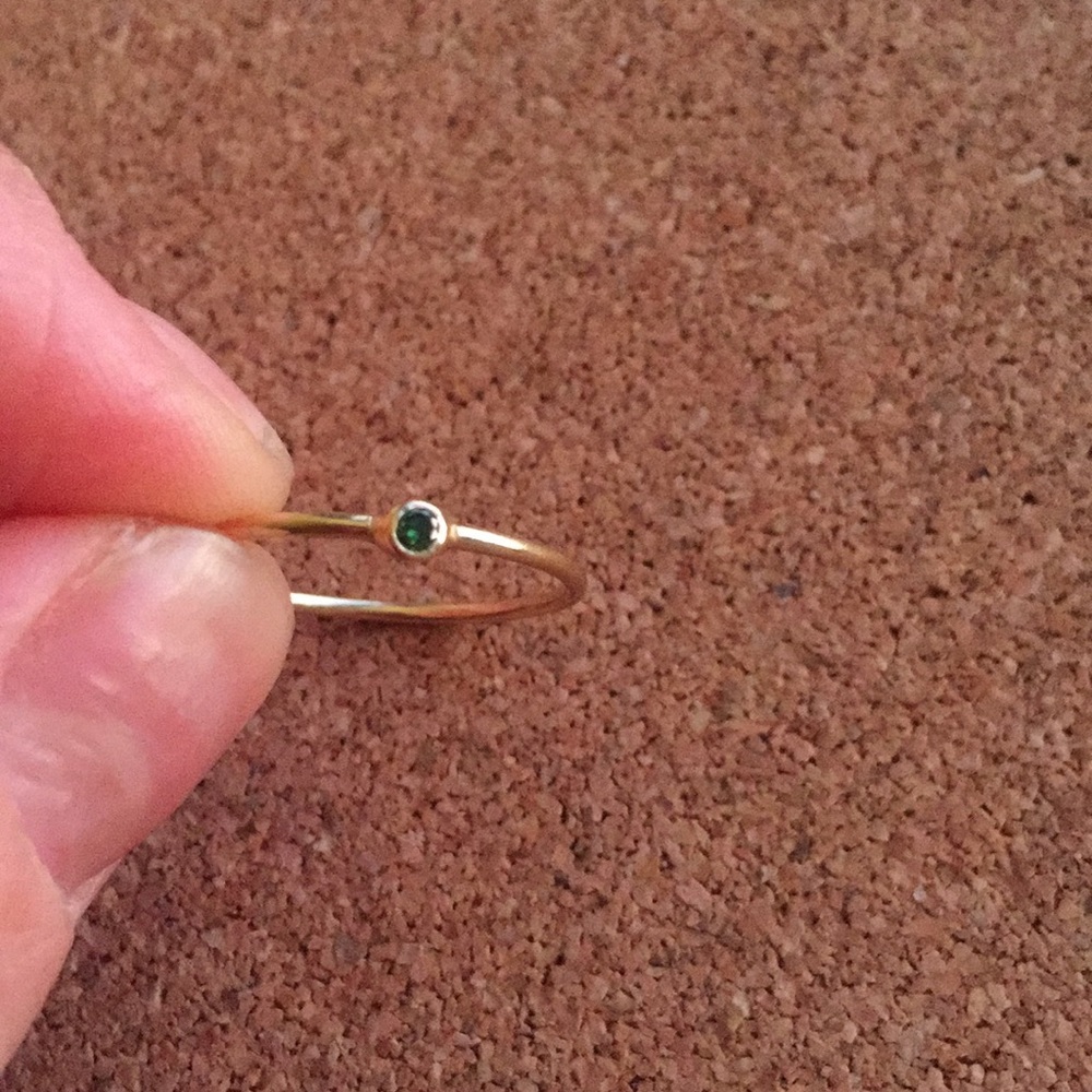 14k yellow gold green diamond ring